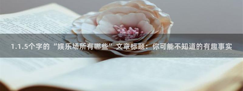 星辉平台app下载安装：1.1.5个字的“娱乐场所有哪些”文章标题：你可能不知道的有趣事实